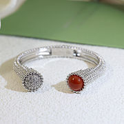 VCA Perlée couleurs bracelet medium model 18K Silver Carnelian Diamond - 5