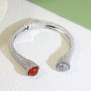 VCA Perlée couleurs bracelet medium model 18K Silver Carnelian Diamond - 6