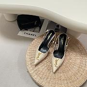 YSL Cassandre Pointed-Toe Slingback Heels Cream - Heel Height 8.0CM - 1