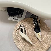 YSL Cassandre Pointed-Toe Slingback Heels Cream - Heel Height 8.0CM - 4
