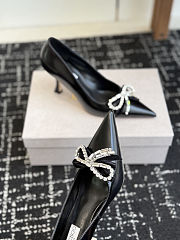 Jimmy Choo Auria 70 Black Soft Spazzolato Pumps with Velvet and Crystal Bow 70mm - 4