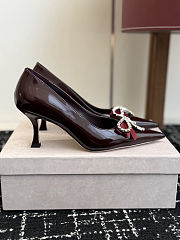Jimmy Choo Auria 70 Deep Merlot Soft Spazzolato Pumps with Satin and Crystal Bows 70mm - 6