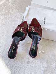  YSL Babylone Cassandre 60 leather mules burgundy 60mm - 1