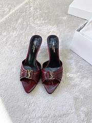  YSL Babylone Cassandre 60 leather mules burgundy 60mm - 6