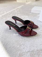  YSL Babylone Cassandre 60 leather mules burgundy 60mm - 4