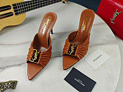 YSL Babylone Mules in Aesthetic Brown Smooth Leather 90mm - 1