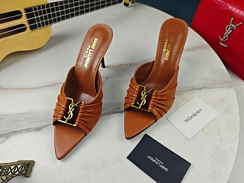 YSL Babylone Mules in Aesthetic Brown Smooth Leather 90mm