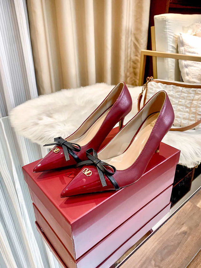 Bepointy Slingback Pumps in patent leather burgundy color 9cm - 1