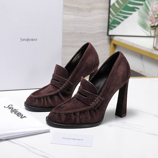 YSL Le Loafer 110 suede loafer pumps in Dark Cocoa Suede 10cm - 1