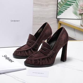 YSL Le Loafer 110 suede loafer pumps in Dark Cocoa Suede 10cm