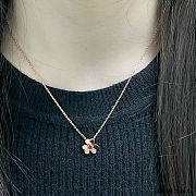 VCA mini gold & pink diamond clover necklace  - 2