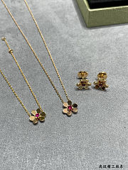 VCA mini gold & pink diamond clover necklace  - 4