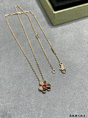 VCA mini gold & pink diamond clover necklace  - 5