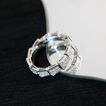 BVLGARI SERPENTI VIPER RING WITH FULL DIAMOND WHITE GOLD 18K