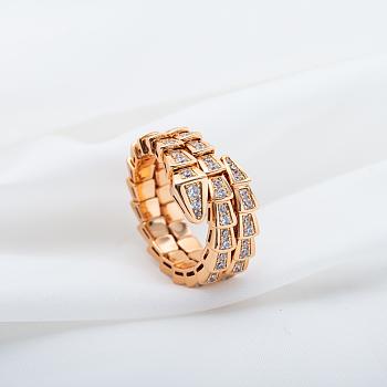 Bvlgari Rose Gold and Diamond Serpenti Viper Ring