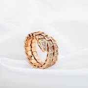 Bvlgari Rose Gold and Diamond Serpenti Viper Ring - 3