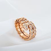 Bvlgari Rose Gold and Diamond Serpenti Viper Ring - 2