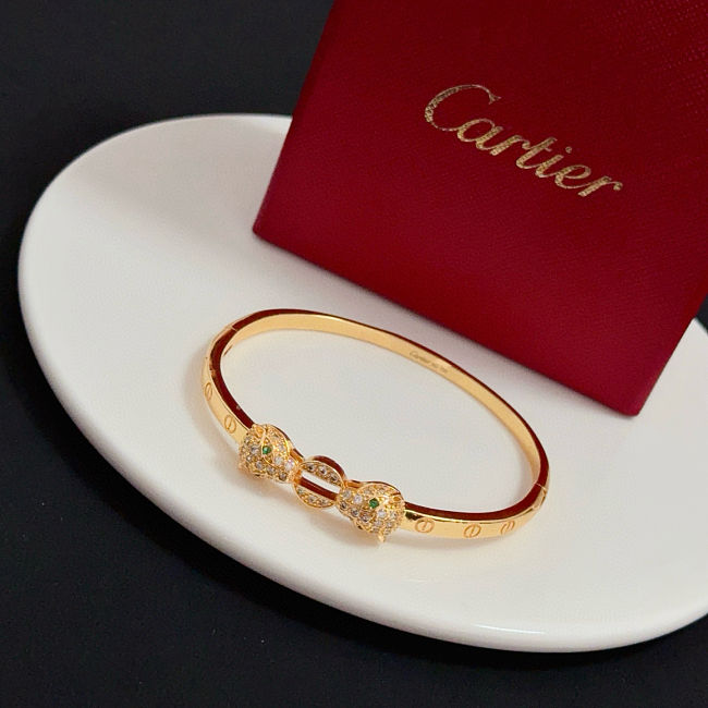 Cartier Gold Double Headed Leopard Bangle Bracelet - 1