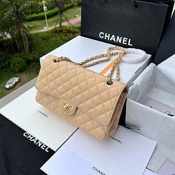Chanel Beige Clair Caviar Medium Classic Size 15.5 × 25.5× 6.5cm