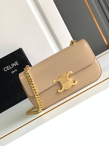 Celine Claude Shoulder Bag in Nude Color Calfskin Size 20.5 x 10.5 x 4cm