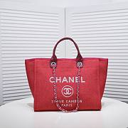 Chanel Canvas Large Deauville Tote Red Size 38x29x17cm  - 1