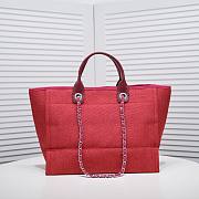 Chanel Canvas Large Deauville Tote Red Size 38x29x17cm  - 6