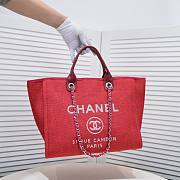 Chanel Canvas Large Deauville Tote Red Size 38x29x17cm  - 5