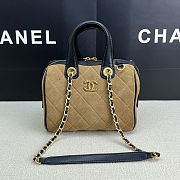 Chanel Vintage Bowling Bag Beige Size 17x21x13cm - 1