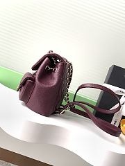 Chanel Grain Embossed Calfskin Backpack Women's Deep Red Size 17.5x16.5x10cm - 2
