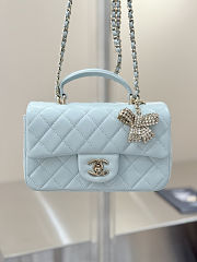 Chanel Mini Flap Bag With Top Handle Blue Size 20×13×9cm - 1