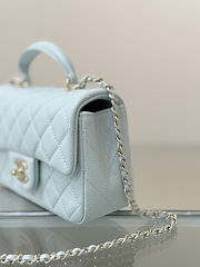Chanel Mini Flap Bag With Top Handle Blue Size 20×13×9cm - 6