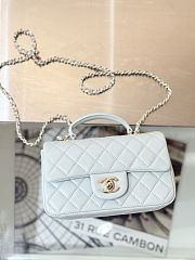 Chanel Mini Flap Bag With Top Handle Blue Size 20×13×9cm - 4
