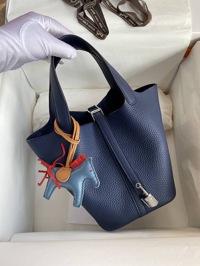 Hermès Picotin Lock 18 Bleu Saphir Maurice Silver Hardware Size 18cm - 1