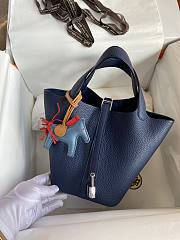 Hermès Picotin Lock 18 Bleu Saphir Maurice Silver Hardware Size 18cm - 5
