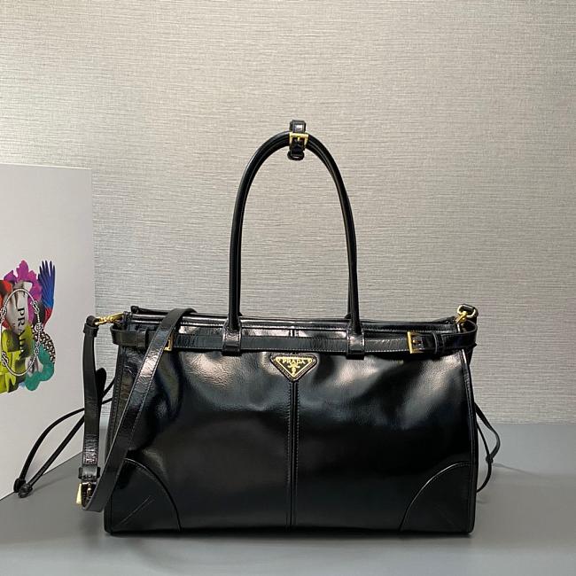 Black Prada Bonnie Extra-large Leather Handbag Size 38x30x12cm - 1