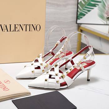 Valentino Garavani Studdy Slingback Pumps White 6.5cm
