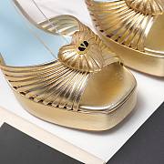 VALENTINO GARAVANI Embellished metallic leather platform Gold sandals  - 3