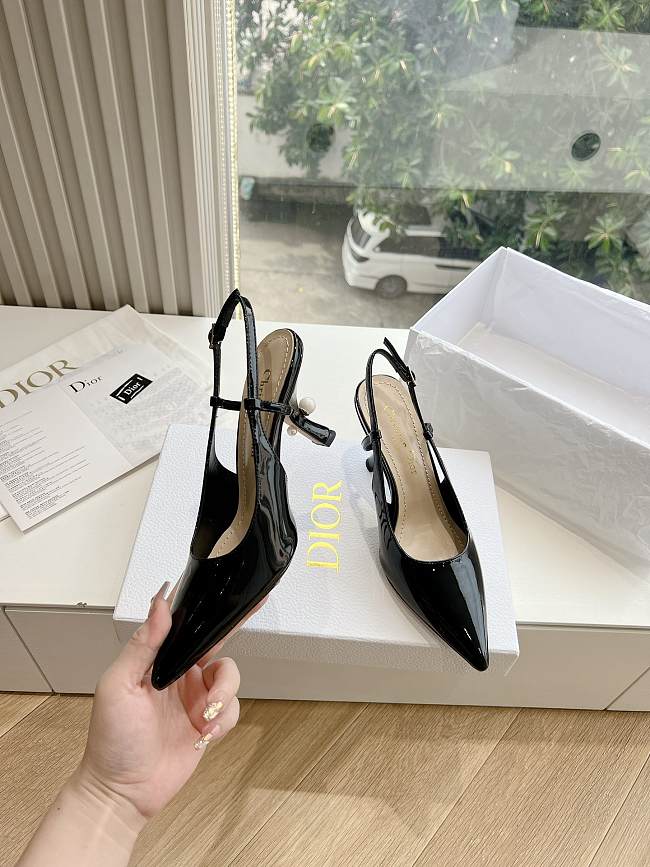 Dior Tribales Patent Slingback Pump in Metallic Black 7cm - 1