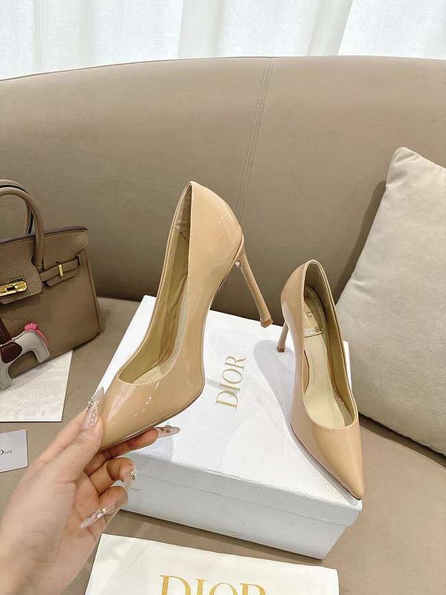 Christian Dior D-STILETTO Beige Patent Pointed Toe Pumps 7.5cm - 1
