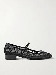 Gucci charline patent leather-trimmed crystal-embellished mesh mary jane pumps - 1