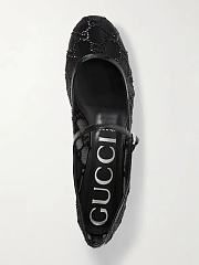 Gucci charline patent leather-trimmed crystal-embellished mesh mary jane pumps - 3