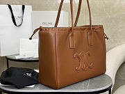 Celine Smooth Calfskin Cuir Triomphe Cabas Drawstring Brown Size 44x28 x18cm - 6