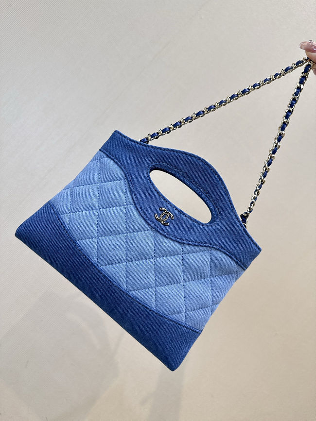 CHANEL 31 Mini Shopping Bag Washed Denim & Light Blue & Dark Blue - 1