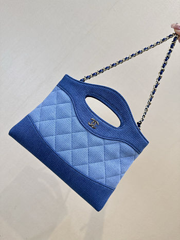 CHANEL 31 Mini Shopping Bag Washed Denim & Light Blue & Dark Blue