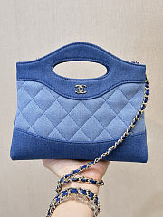 CHANEL 31 Mini Shopping Bag Washed Denim & Light Blue & Dark Blue - 6