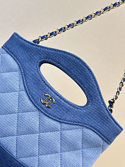 CHANEL 31 Mini Shopping Bag Washed Denim & Light Blue & Dark Blue - 3
