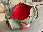 LV Keepall Bandouliere 55 Khaki Green/Vermillion Red Size 45x27x20cm - 6