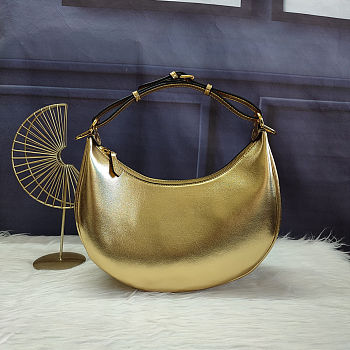 Fendi Hobo Bag Calfskin leather exterior with gold-tone hardware 