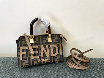Fendi Mini FF Jacquard By The Way Shoulder Bag - Brown Size 17.5x18x8cm