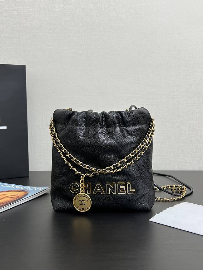 Chanel Hobo Mini Crossbody Bag Shiny Caviar Black Size 23x18.5x6cm - 1